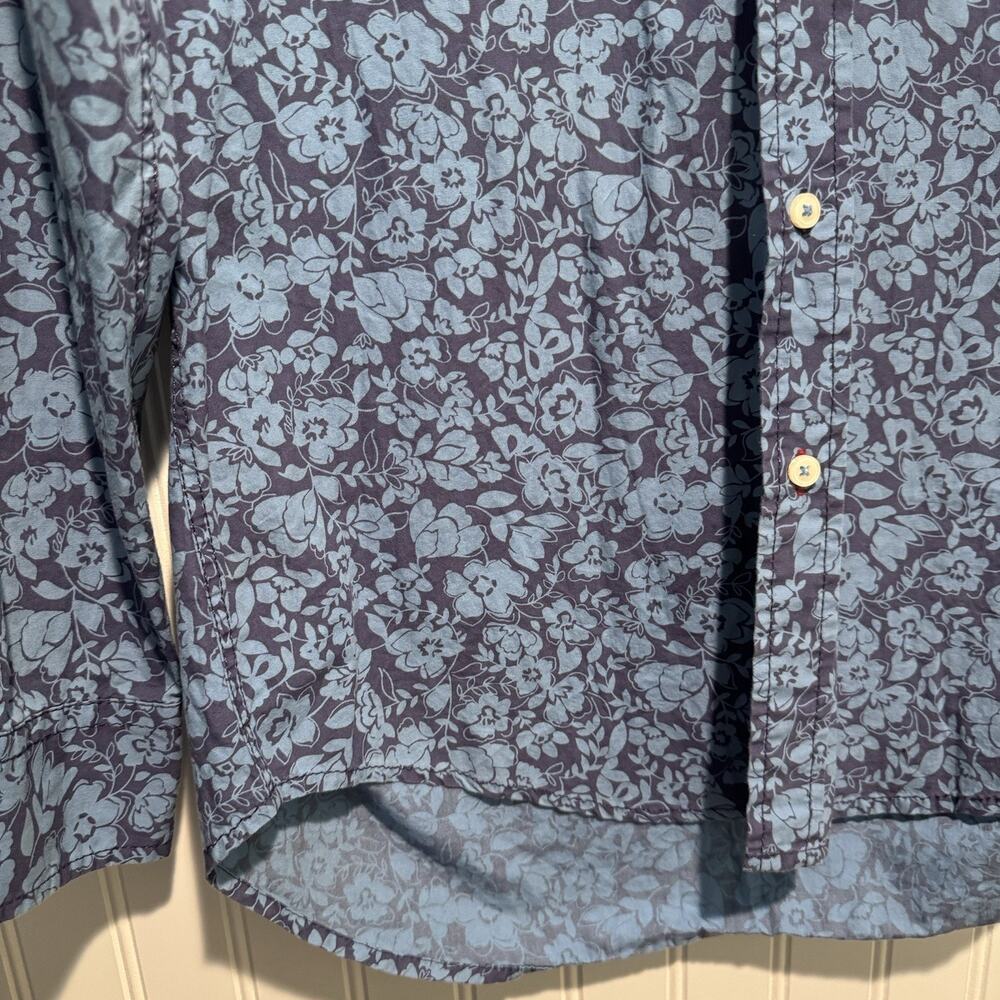 Boden Mens Blue Floral Cotton Button Up Shirt Size Small - Picture 2 of 6